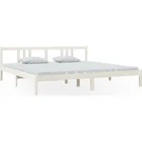 Syfax Cadre de lit sans matelas blanc bois massif 200x200 cm