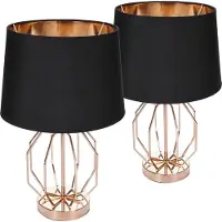Ed Brubaker Lot de 2 Lampes de table ou de chevet Vintage Grille Motif - Lampes de table modernes avec pied métallique - 45 cm de hauteur, Or Noir