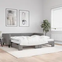 Prolenta Maison Exclusive - Canapé-lit convertible avec matelas, gris foncé, 100 x 200 cm, tissu