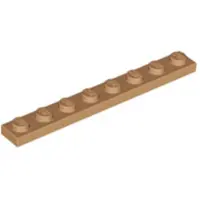 LEGO 1x8 plaque 3460 - 50 pièces Nougat moyen
