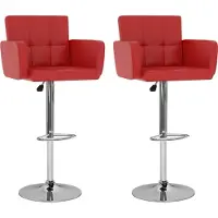 Prolenta Maison Exclusive - Lot de 2 tabourets de bar en similicuir rouge