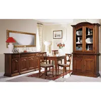 AEA Design Esszimmer Set Garnitur 6tlg Holz Möbel 4x Stuhl Tisch Vitrine Gruppe