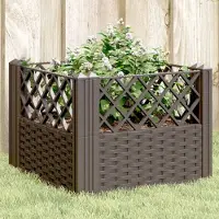 Prolenta Maison Exclusive - Jardinière avec piquets marron 43,5 x 43,5 x 43,5 cm PP