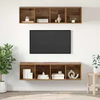 Prolenta Meuble TV exclusif - Ensemble de 3 pièces en bois massif et panneaux de particules