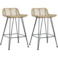 Syfax Chaises de bar lot de 2 rotin Naturel