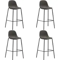 Syfax Chaises de bar lot de 4 gris foncé tissu
