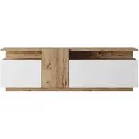 Rebecca Mobili Meuble TV Nergis 46,5x150x29,5 panneau de particules Chêne clair Blanc Moderne