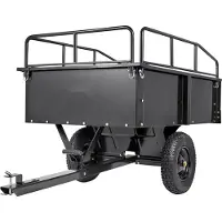 StarTech.com Remorque basculante pour tracteur de pelouse - capacité de charge de 340 kg - plateau de chargement basculant - parois latérales rabattables - remorque noire pour ATV UTV