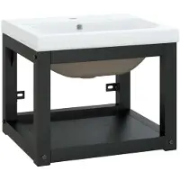 Syfax Cadre de lavabo de salle de bain vasque à encastrer Noir Fer