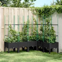 Prolenta Maison Exclusive - Bac à plantes avec treillis noir 160x120x142,5 cm PP
