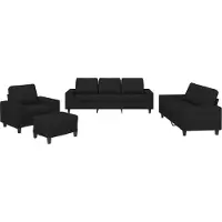 Syfax ensemble de canapés 4 pièces noir tissu