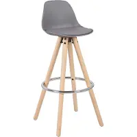 Sans marque Tabouret de bar haut – Gris – Simili cuir – Avec dossier – Hauteur d'assise 75 cm – 1 pièce
