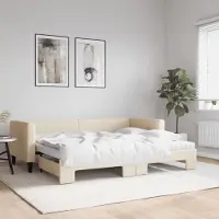 Prolenta Maison Exclusive - Canapé-lit convertible avec matelas, couleur crème, 80 x 200 cm, tissu