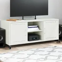 Prolenta Maison Exclusive - Meuble TV blanc 100,5x39x43,5 cm Acier