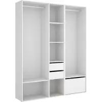 Dmora Celestin - Grande Armoire, 158x205h cm Blanc, Porte-manteaux