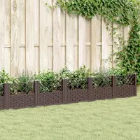 Prolenta Maison Exclusive - Jardinière avec piquets marron 363,5x43,5x43,5 cm PP