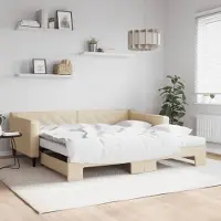 Prolenta Maison Exclusive - Canapé-lit convertible avec matelas, couleur crème, 100 x 200 cm, tissu