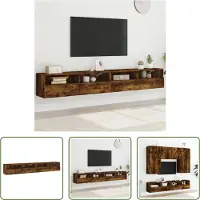 The Living Store Armoires TV murales 2 pcs. Chêne fumé 100x30x30 cm Matériau dérivé du bois