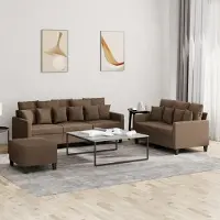 Prolenta Maison Exclusive - Ensemble de canapés 3 pièces avec coussins, tissu marron