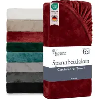 Blumtal Drap-housse Cashmere Touch 160x200 cm peluche - Drap-housse 160x200cm hiver en microfibre - Cashma Drap-housse peluche rouge