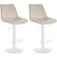 CLP 2x Chaise de bar Toni - velours, châssis blanc - Crème