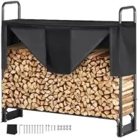 Merkloos Étagère à bois - Étagère à bois de chauffage - Métal - Couverture étanche - Capacité de charge 200KG