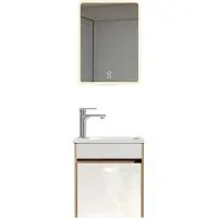 HOME DELUXE Ensemble complet de meubles de salle de bain BORKUM – Blanc/chêne, MDF (48 x 25,5 x 45 cm) | Ensemble élégant pour petites salles de bain