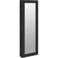 Syfax Armoire à bijoux avec miroir murale noir 30x8,5x90 cm