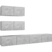 Syfax Ensemble de meubles TV 4 pcs Gris béton Bois d'ingénierie