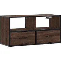 Syfax Meuble TV chêne marron 80x31x39,5 cm bois d'ingénierie et métal