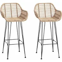 Syfax Chaise de bar 2 pcs 55 x 52 x 105 cm Rotin et métal
