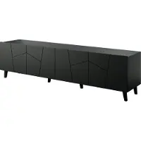 Sonstiges Armoire TV ETOS 200 cm 4D NOIR MATTE avec pieds noirs 4 portes Lowboard TV Stand Table TV Buffet Commode MDF Hi-Fi Table Moderne Loft Design Industriel