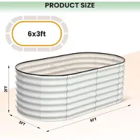 StarTech.com Jardinière ovale surélevée en acier galvanisé - Bac à plantes - 183 × 91 × 61 cm - Extra profonde pour les racines - Pour légumes, herbes aromatiques, fleurs - Blanc