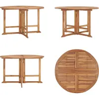vidaXL Table de jardin pliante Ø110x75 cm Teck massif - Table de jardin - Tables de jardin - Table de jardin en bois - Table de jardin en bois massif
