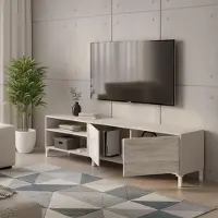 Dmora Nociglia - Meuble TV, 180x40x47h cm Beige, Tiroirs