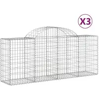 vidaXL Gabions avec arc surélevé 3 pcs. 200x50x80/100 cm Fer galvanisé