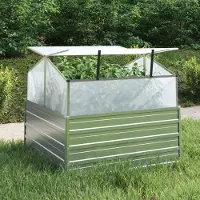 Prolenta Maison Exclusive - Lit surélevé de jardin avec serre 100x100x85 cm Argenté