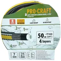 Procraft Tuyau d'arrosage noir et jaune PR-4KAT1950