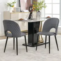 Flieks lot de 2 chaises de salle à manger, Chaises de salle à manger rembourrées avec pieds métalliques, Chaises de cuisine avec pieds réglables, Chaises de salon avec revêtement en velours, Gris