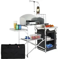 StarTech.com Table de cuisine de camping - Table de cuisine portable pliable - 1 armoire & paravent