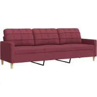 Syfax Canapé à 3 places Rouge bordeaux 210 cm Tissu