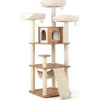 Northix Arbre à chat en bois de 168 cm avec hamac et griffoirs