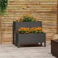 Prolenta Maison Exclusive - Bac à plantes gris 84,5 x 84 x 75 cm Bois massif Pin
