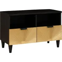 Syfax Meuble TV noir et doré 70 x 33 x 46 cm Matériau dérivé du bois