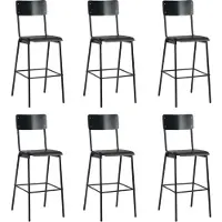 Prolenta Maison Exclusive - Lot de 6 tabourets de bar, noir, contreplaqué massif et acier