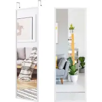 Northix Miroir mural sur toute la longueur, miroir de porte, miroir suspendu sur toute la longueur, 36,5 x 1,5 x 107 cm, blanc