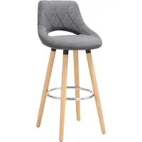 Merkloos Tabouret de bar – Design industriel – Gris foncé – Tabouret de bar en tissu avec dossier – Pièce unique – Chaise de cuisine – 1 pièce