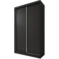 Beautysofa Armoire MARIO 120 cm, noire – Armoire coulissante avec 2 portes coulissantes, étagères et penderie, armoire sans miroir