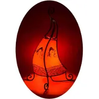 SIMANDRA Lampe orientale Lampe henné marocain en cuir Lampe de table Lampadaire Coq Gecko 40 cm, rouge