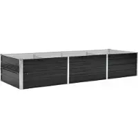 Syfax Grand Bac surélevé de jardin rectangulaire, pour culture fleurs herbes légumes, en acier galvanisé, 240x80x45 cm, anthracite, fond ouvert
